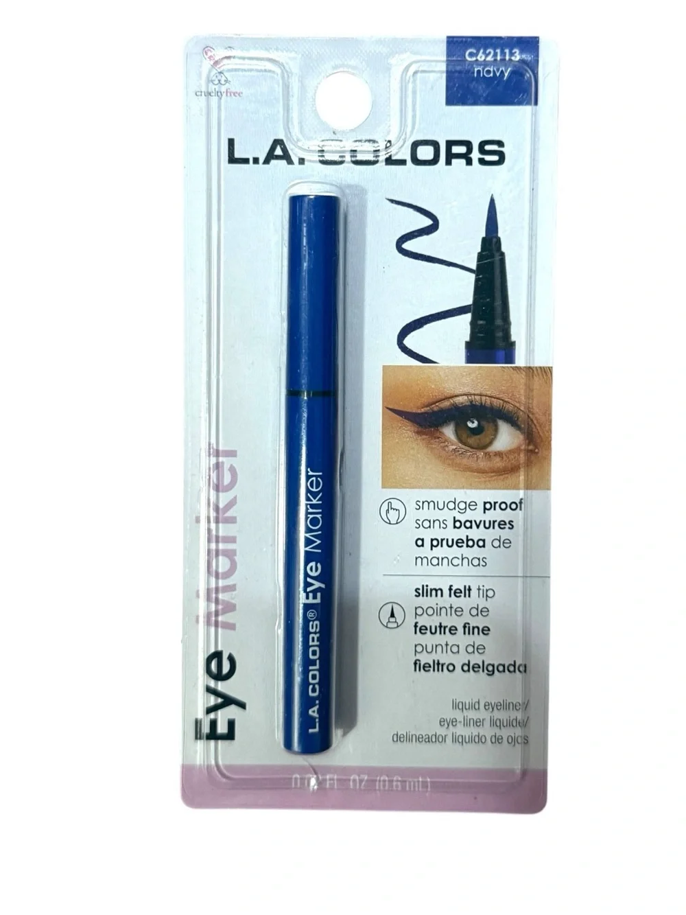 L.A. Colors Slim Felt Tip Smudge Proof Eye Marker Navy Eyeliner NWT